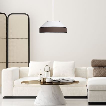 Luster na sajli MANISO 1xE27/60W/230V pr. 45 cm bela/braon