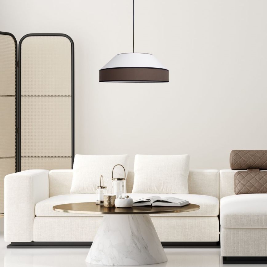 Luster na sajli MANISO 1xE27/60W/230V pr. 45 cm bela/braon