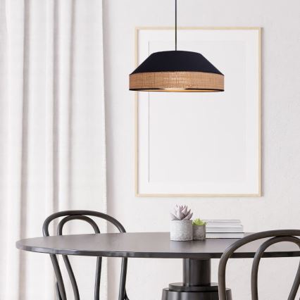 Luster na sajli MANISO 1xE27/60W/230V pr. 45 cm crno/bež