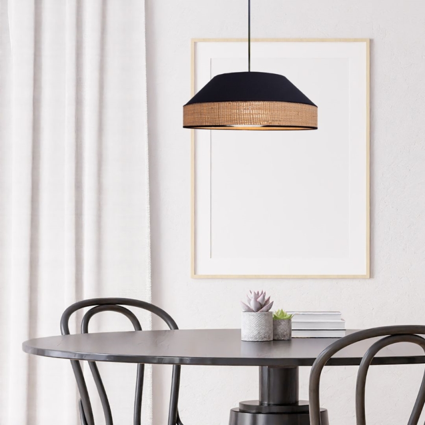 Luster na sajli MANISO 1xE27/60W/230V pr. 45 cm crno/bež