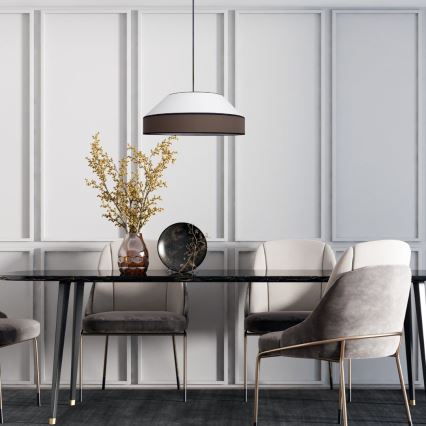 Luster na sajli MANISO 1xE27/60W/230V Ø 45 cm bela/smeđa