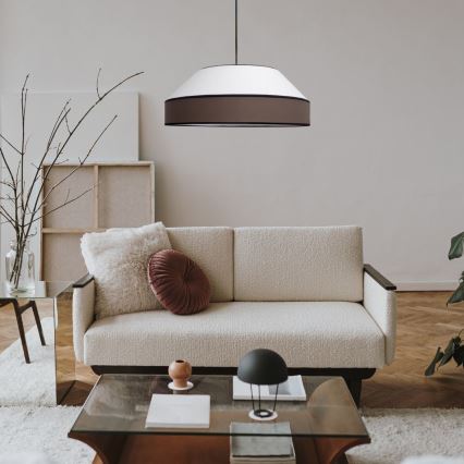 Luster na sajli MANISO 1xE27/60W/230V Ø 45 cm bela/smeđa