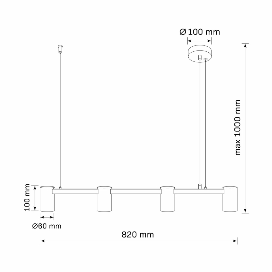 Luster na sajli MARIBEL 4xGU10/10W/230V crno