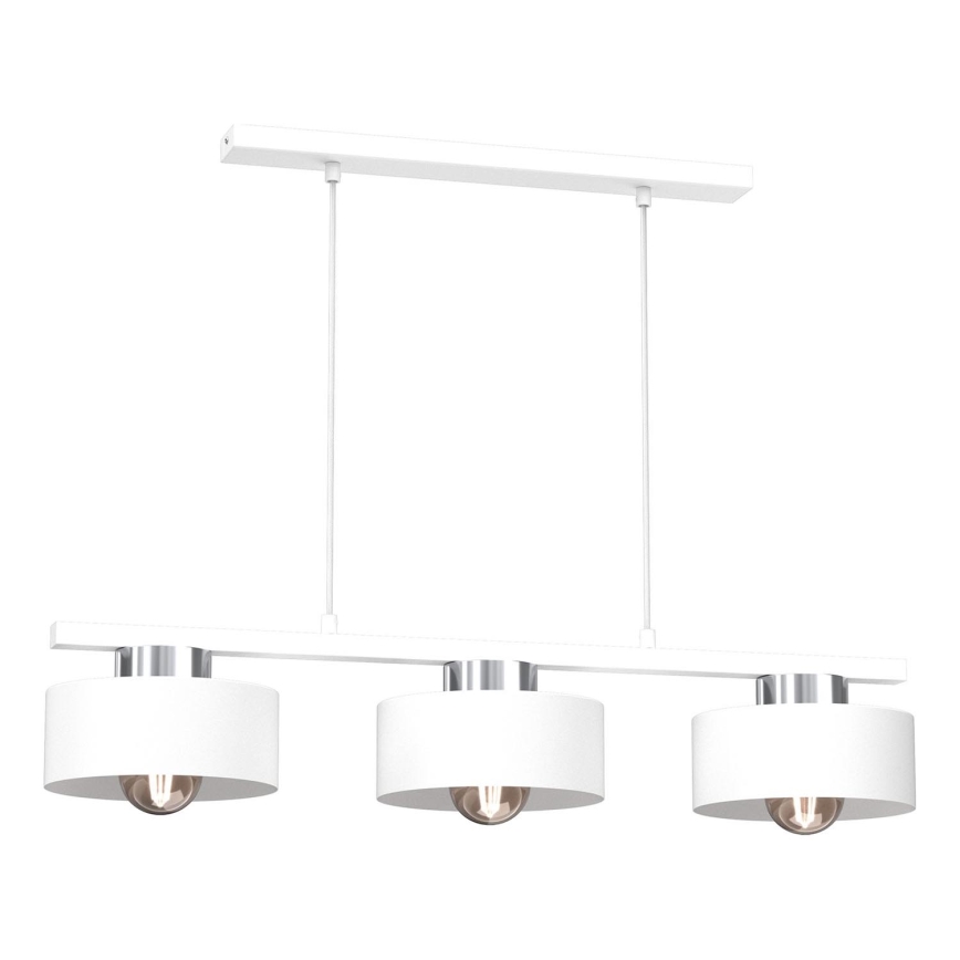 Luster na sajli MARTI 3xE27/15W/230V bela/sjajni krom