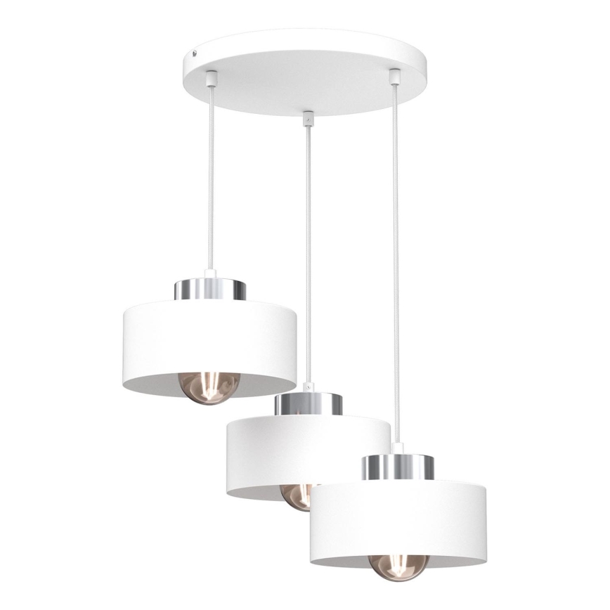 Luster na sajli MARTI 3xE27/15W/230V bela/sjajni krom