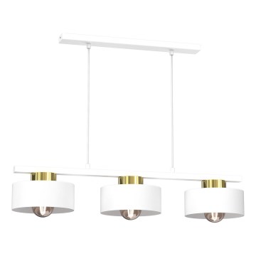 Luster na sajli MARTI 3xE27/15W/230V bela/zlatna