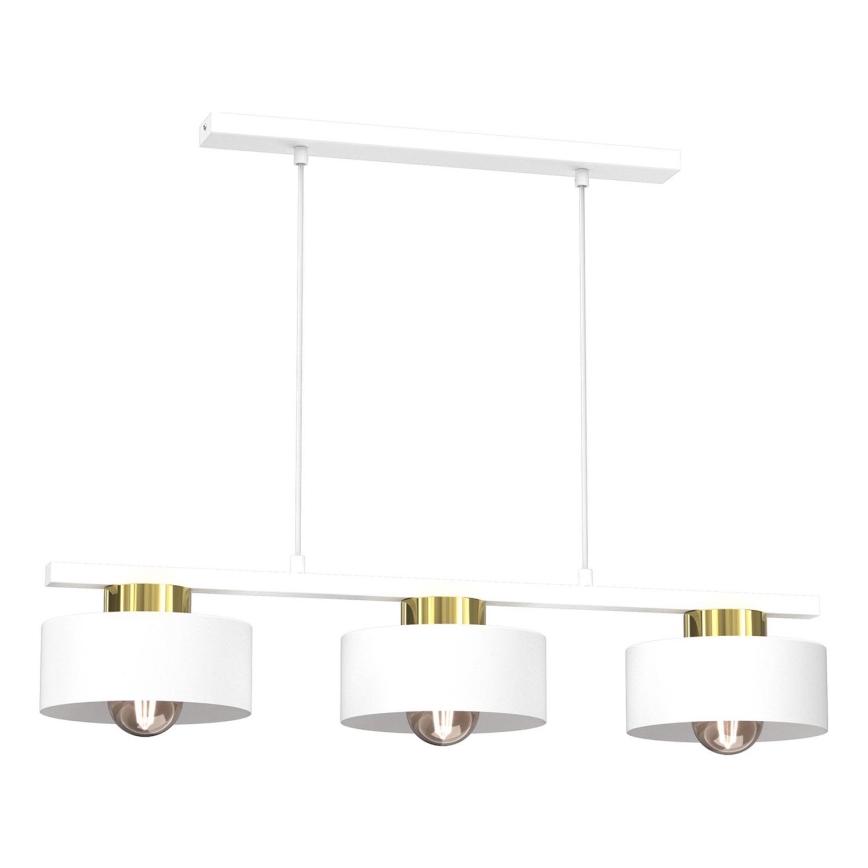 Luster na sajli MARTI 3xE27/15W/230V bela/zlatna