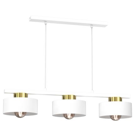 Luster na sajli MARTI 3xE27/15W/230V bela/zlatna