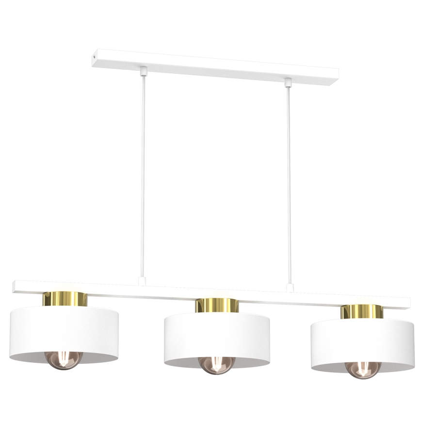 Luster na sajli MARTI 3xE27/15W/230V bela/zlatna
