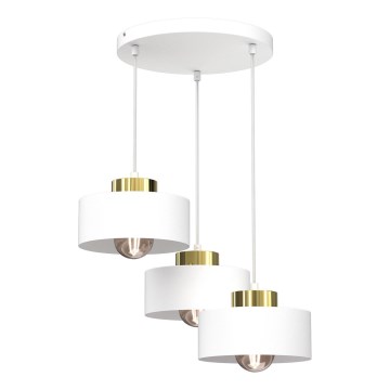 Luster na sajli MARTI 3xE27/15W/230V bela/zlatna