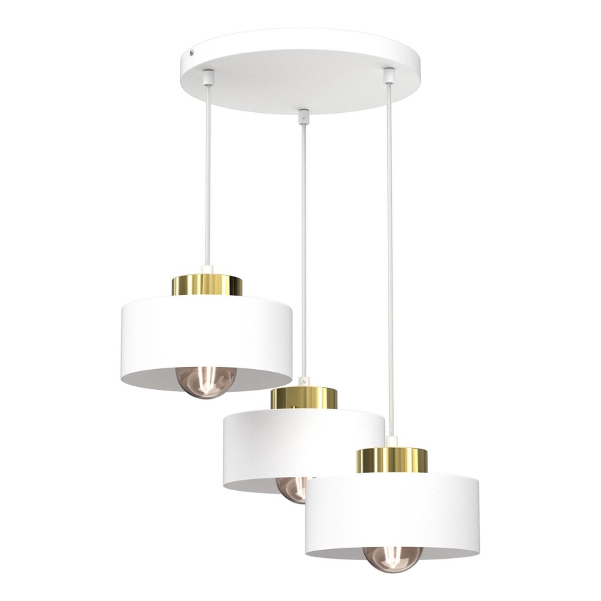 Luster na sajli MARTI 3xE27/15W/230V bela/zlatna