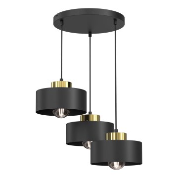 Luster na sajli MARTI 3xE27/15W/230V crno/zlatna