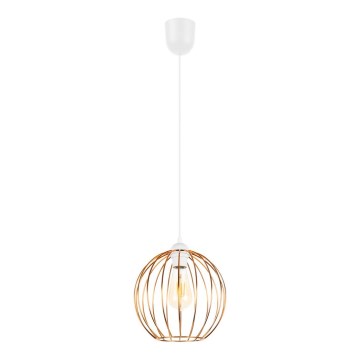 Luster na sajli MATT 1xE27/60W/230V bela/bakrena