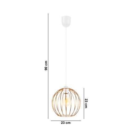 Luster na sajli MATT 1xE27/60W/230V bela/bakrena