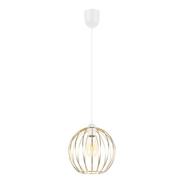 Luster na sajli MATT 1xE27/60W/230V bela/zlatna