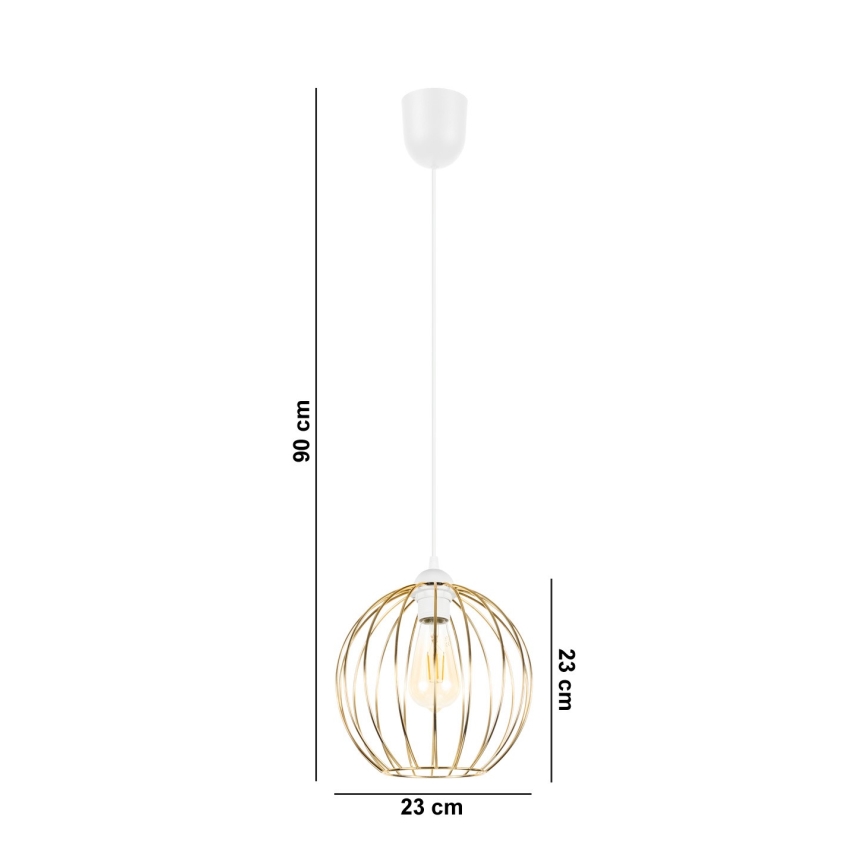 Luster na sajli MATT 1xE27/60W/230V bela/zlatna