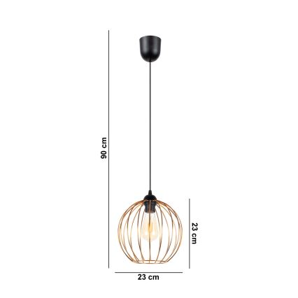 Luster na sajli MATT 1xE27/60W/230V crno/bakrena
