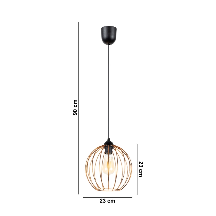 Luster na sajli MATT 1xE27/60W/230V crno/bakrena