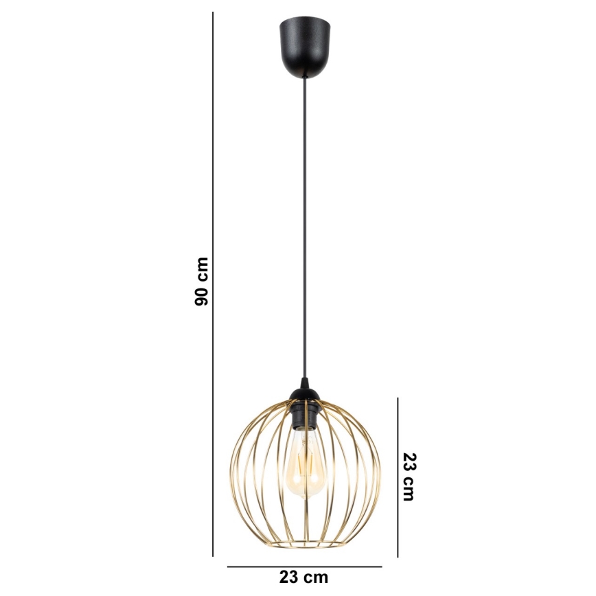 Luster na sajli MATT 1xE27/60W/230V crno/zlatna