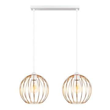Luster na sajli MATT 2xE27/60W/230V bela/bakarna