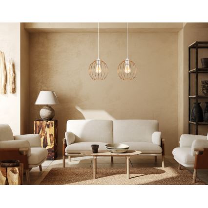 Luster na sajli MATT 2xE27/60W/230V bela/bakrena