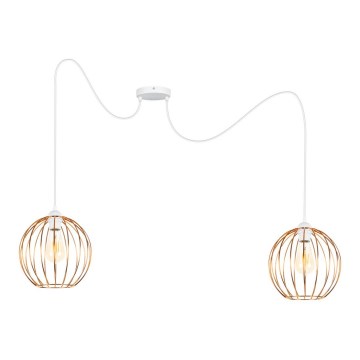 Luster na sajli MATT 2xE27/60W/230V pauk bela/bakrena
