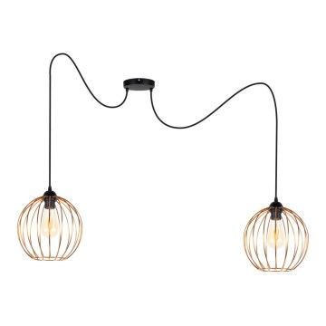 Luster na sajli MATT 2xE27/60W/230V pauk crno/bakrena