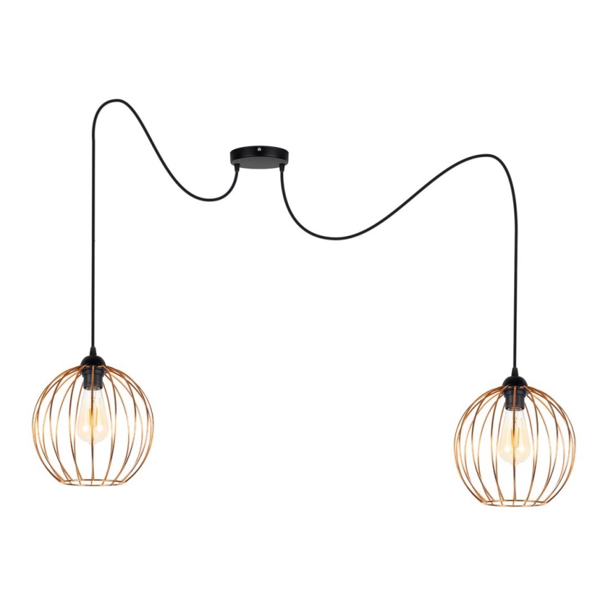 Luster na sajli MATT 2xE27/60W/230V pauk crno/bakrena