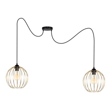 Luster na sajli MATT 2xE27/60W/230V pauk crno/zlatna