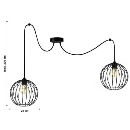 Luster na sajli MATT 2xE27/60W/230V pauk