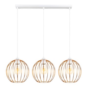 Luster na sajli MATT 3xE27/60W/230V bela/bakrena