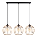 Luster na sajli MATT 3xE27/60W/230V crno/bakrena