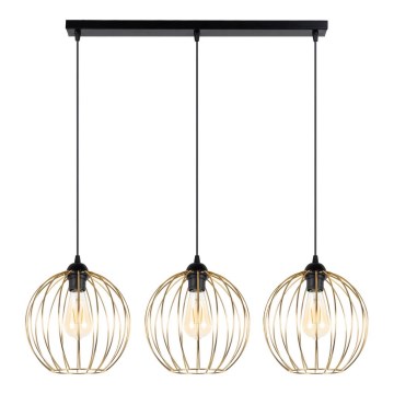 Luster na sajli MATT 3xE27/60W/230V crno/zlatna