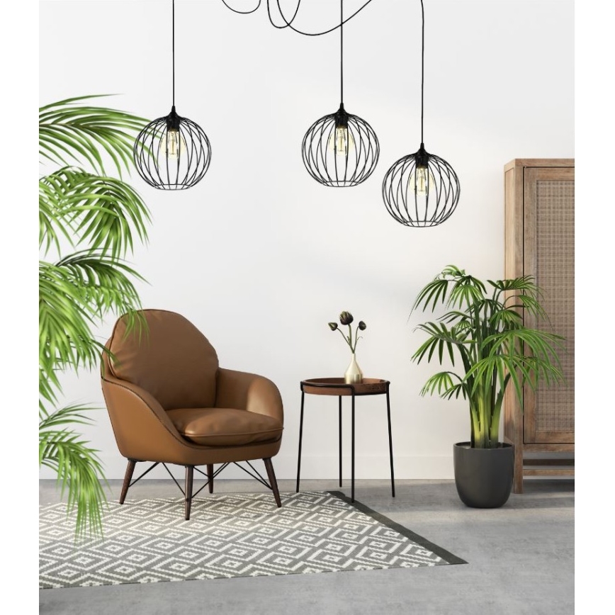 Luster na sajli MATT 3xE27/60W/230V pauk
