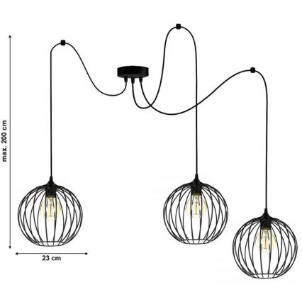 Luster na sajli MATT 3xE27/60W/230V pauk