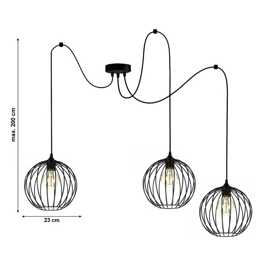 Luster na sajli MATT 3xE27/60W/230V pauk