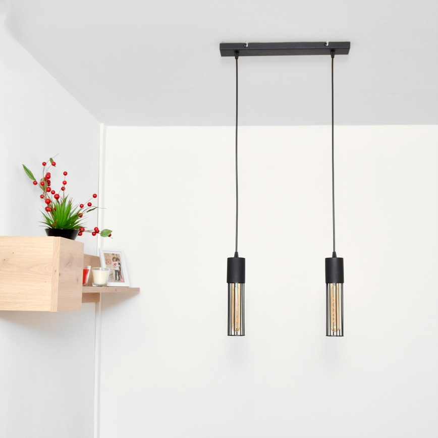 Luster na sajli MELODY 2xE27/15W/230V crno