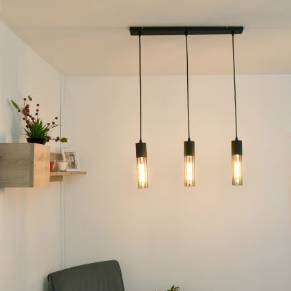 Luster na sajli MELODY 3xE27/15W/230V crno