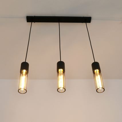 Luster na sajli MELODY 3xE27/15W/230V crno