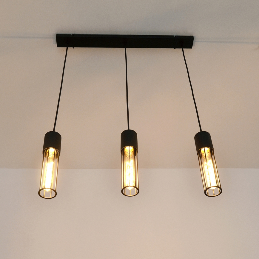 Luster na sajli MELODY 3xE27/15W/230V crno