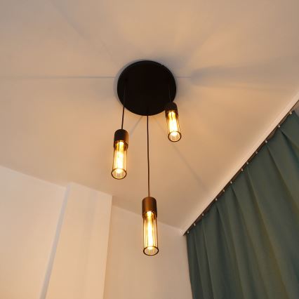 Luster na sajli MELODY 3xE27/15W/230V crno
