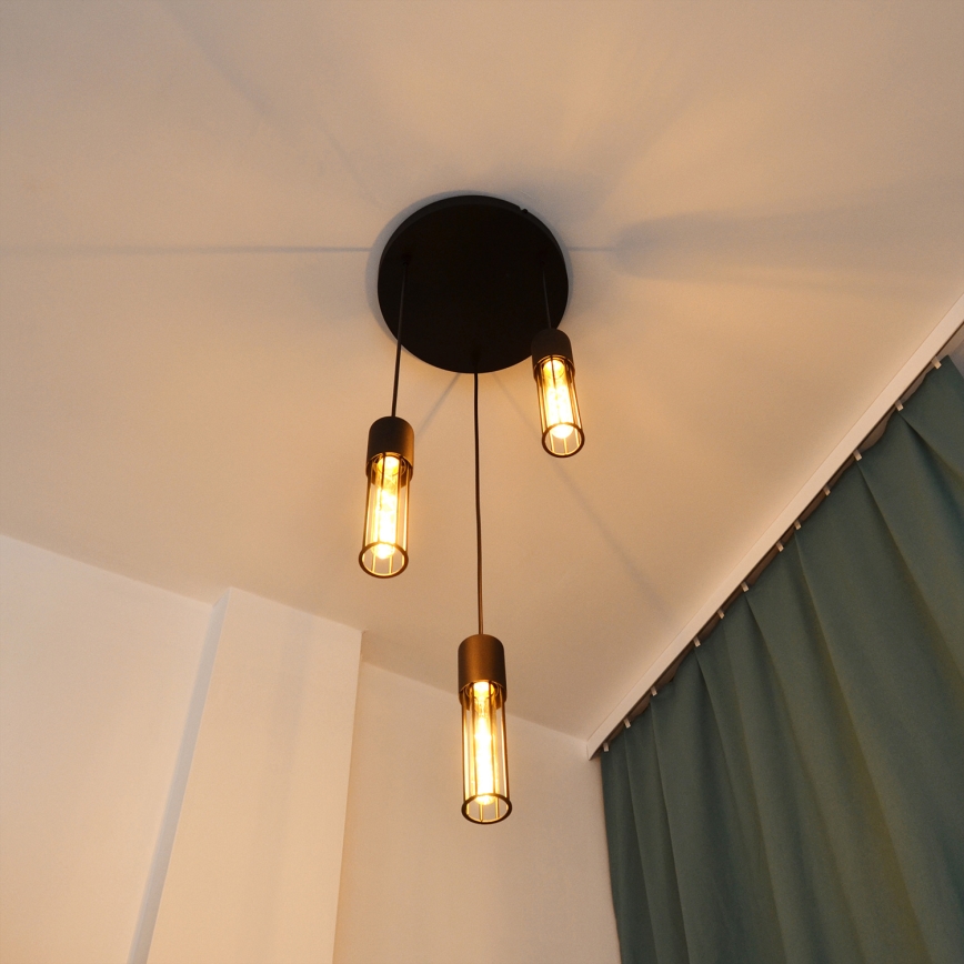 Luster na sajli MELODY 3xE27/15W/230V crno