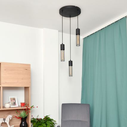 Luster na sajli MELODY 3xE27/15W/230V crno