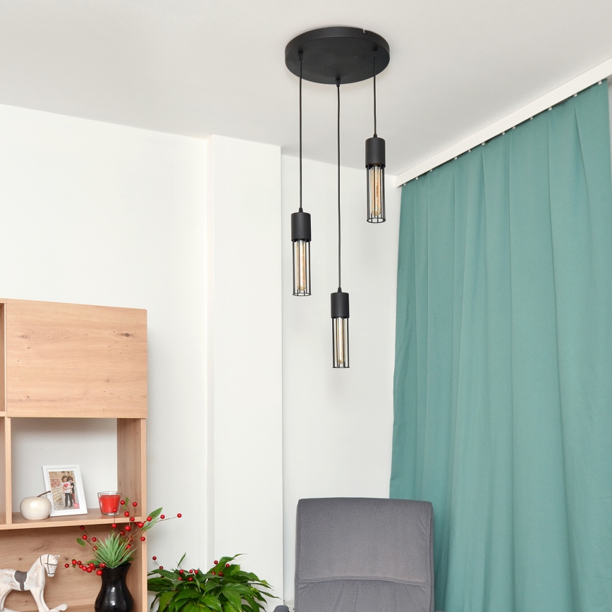 Luster na sajli MELODY 3xE27/15W/230V crno