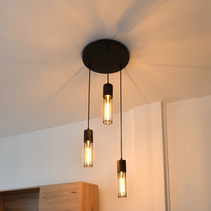 Luster na sajli MELODY 3xE27/15W/230V crno