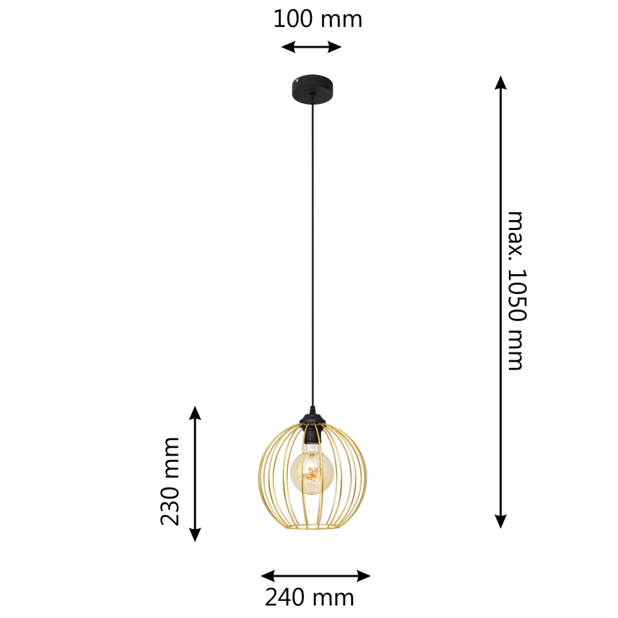 Luster na sajli MERCURE 1xE27/15W/230V zlatna/crno