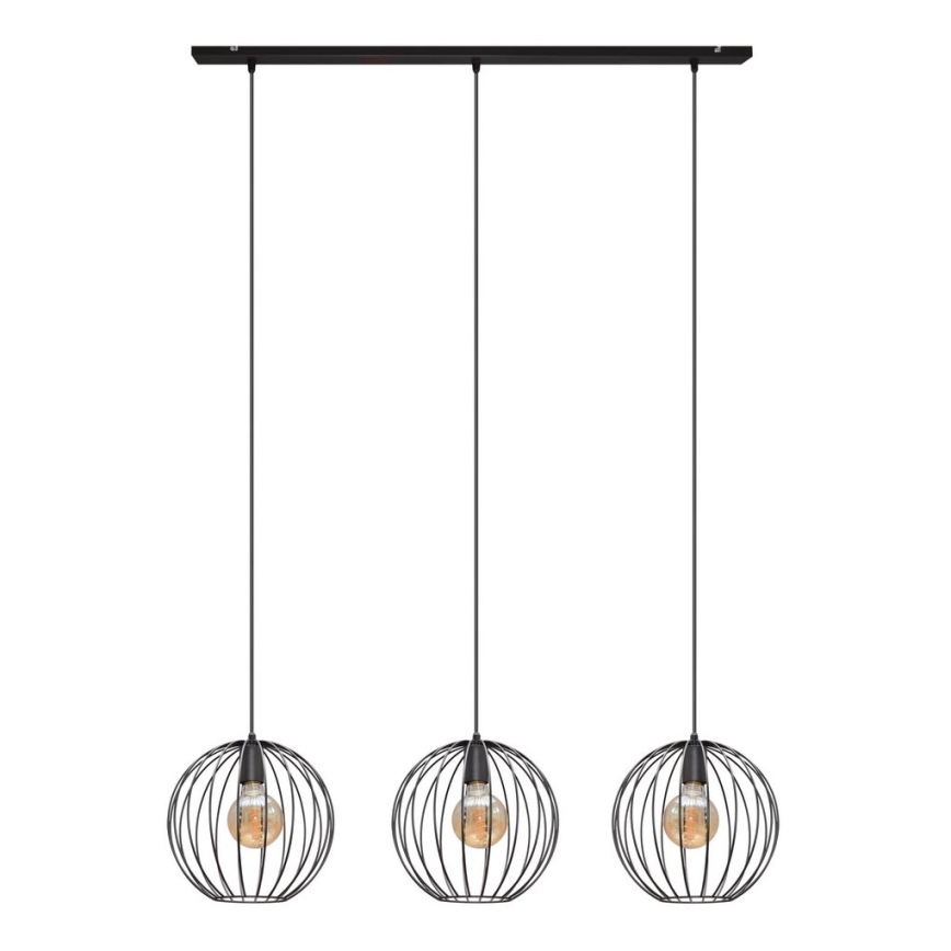 Luster na sajli MERCURE 3xE27/15W/230V crno