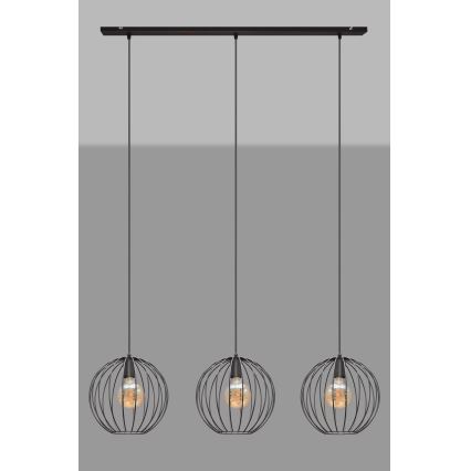 Luster na sajli MERCURE 3xE27/15W/230V crno