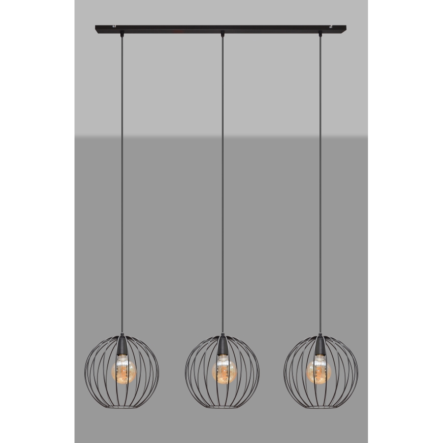 Luster na sajli MERCURE 3xE27/15W/230V crno
