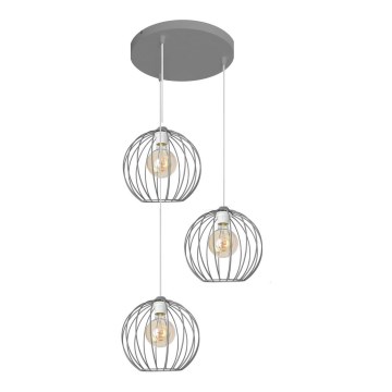 Luster na sajli MERCURE 3xE27/15W/230V sivo